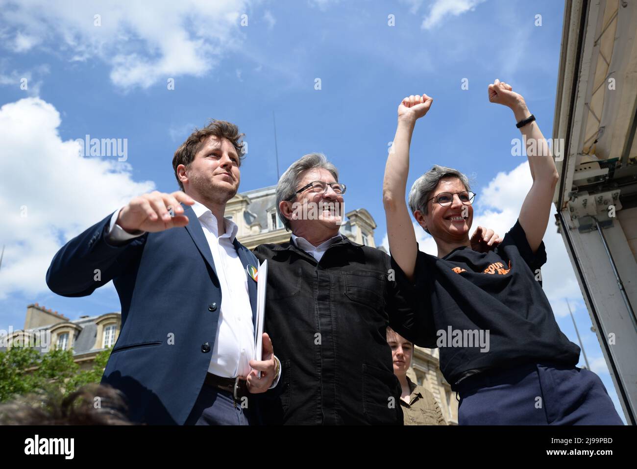 La marcia contro Monsanto prese una svolta molto politicizzata nel 2022 a Parigi, i rappresentanti di EELV e LFI Melenchon Rousseau, Bayou erano presenti Foto Stock