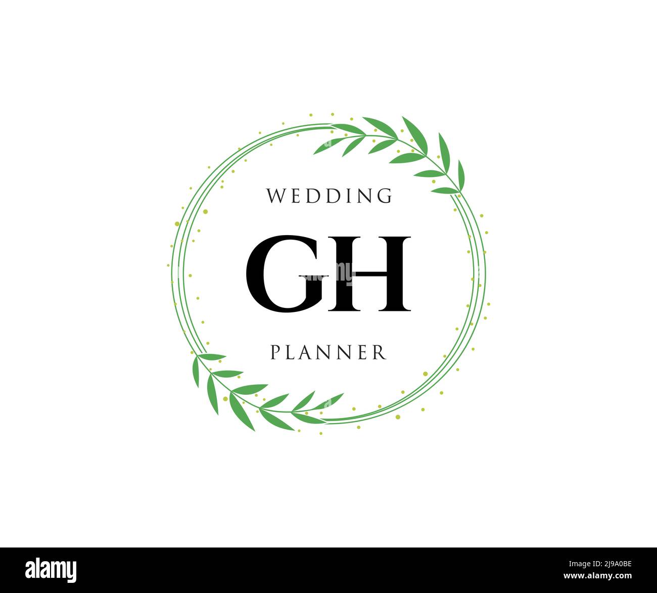 GH iniziali lettera matrimonio monogramma collezione loghi, modelli moderni minimalisti e floreali disegnati a mano per carte di invito, Salva la data, elegante Illustrazione Vettoriale