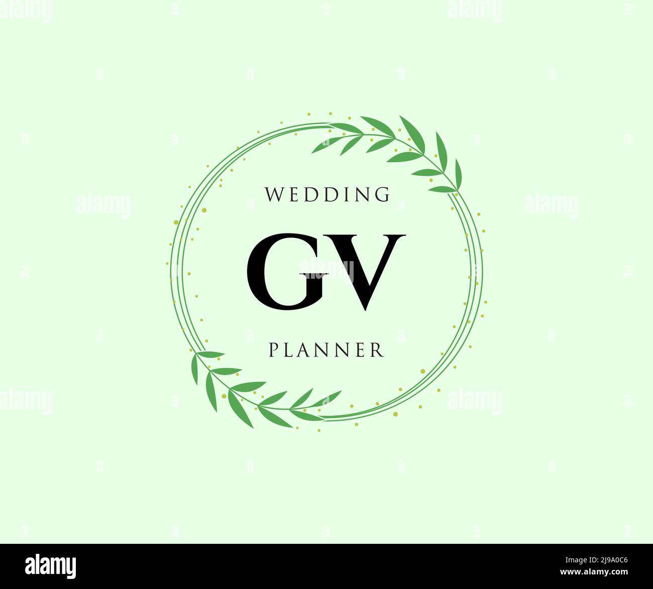 GV iniziali lettera Wedding monogramma collezione loghi, disegnati a mano moderni minimalistici e modelli floreali per carte di invito, Salva la data, elegante Illustrazione Vettoriale