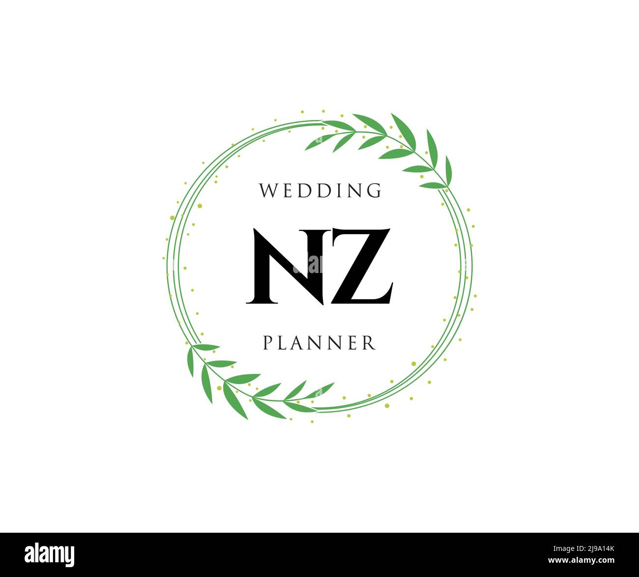 NZ iniziali lettera matrimonio monogramma collezione loghi, disegnati a mano moderno minimalista e modelli floreali per carte di invito, Salva la data, elegante Illustrazione Vettoriale