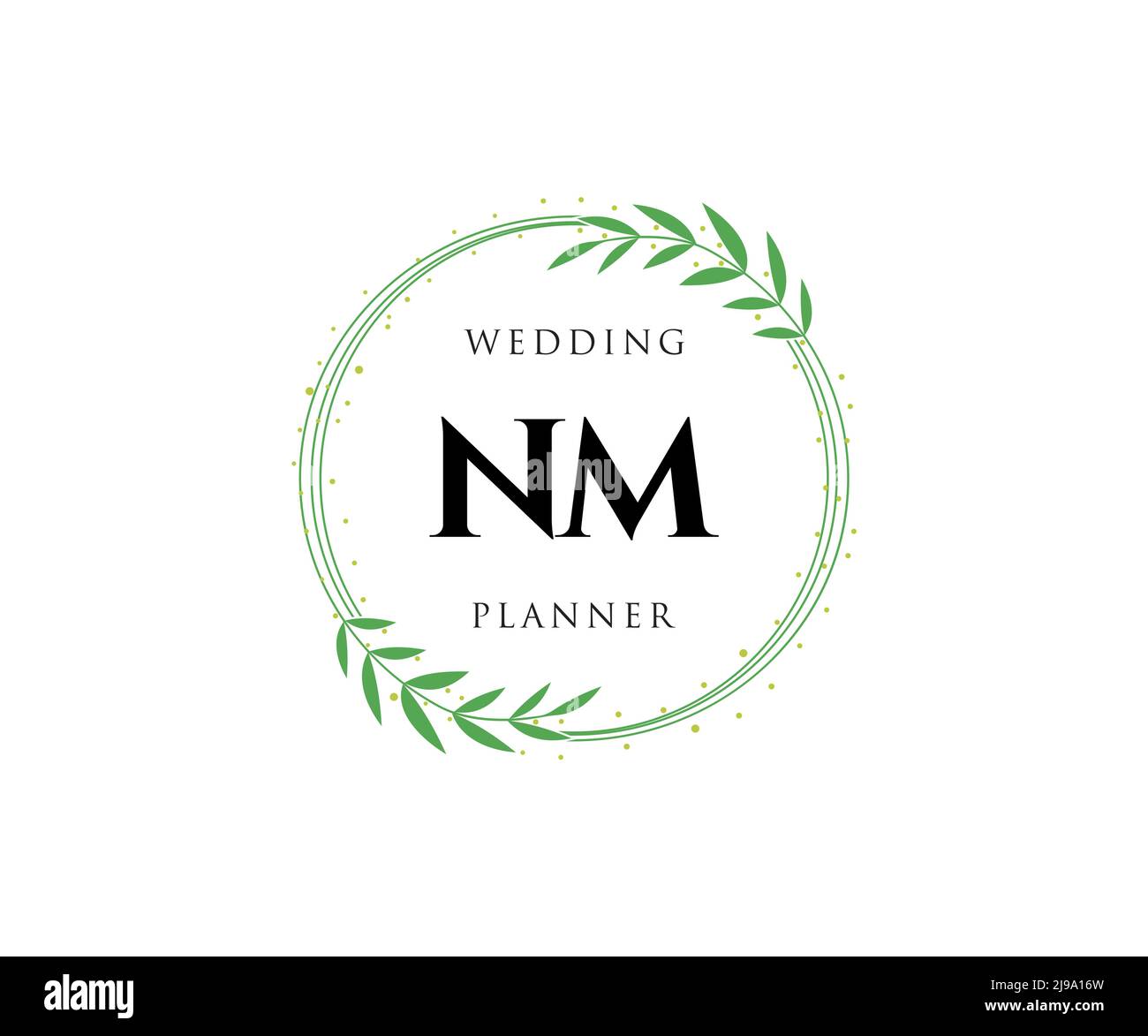 NM sigle lettera Wedding monogramma collezione loghi, disegnati a mano moderno minimalista e modelli floreali per carte di invito, Salva la data, elegante Illustrazione Vettoriale