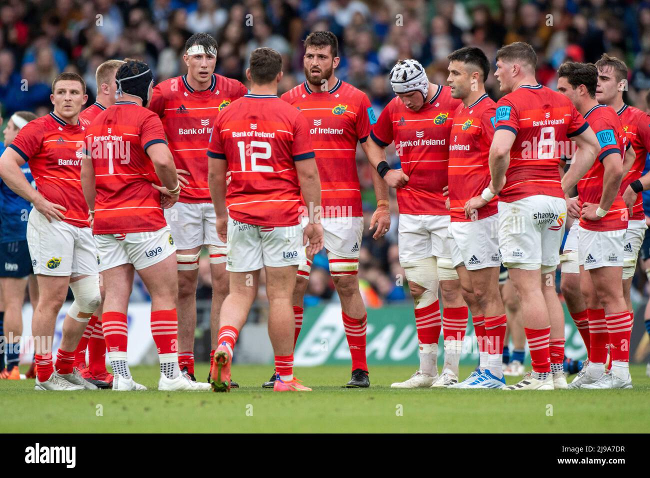 Dublino, Irlanda. 21st maggio 2022. I giocatori di Munster hanno deluso  durante la partita United Rugby Championship Round 18 tra Leinster Rugby e Munster  Rugby all'Aviva Stadium di Dublino, Irlanda, il 21