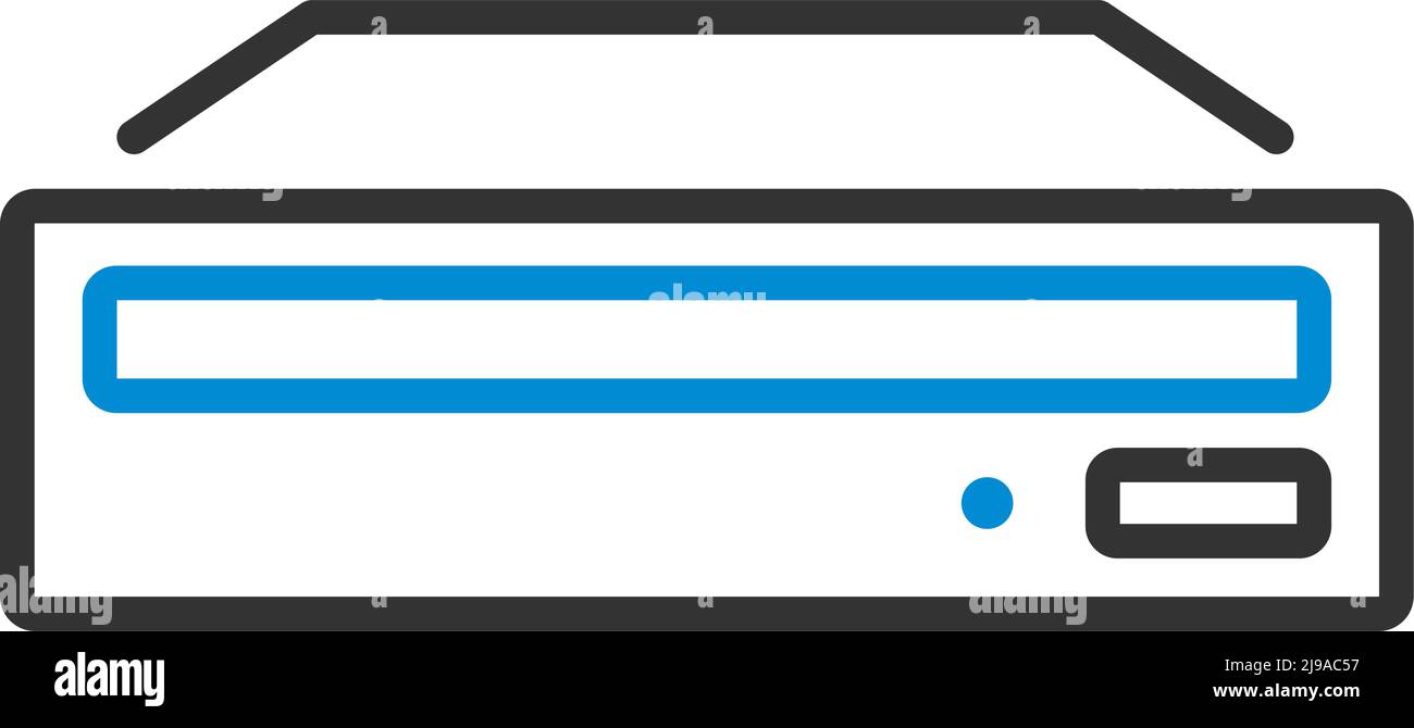 Icona CD-ROM. Contorno grassetto modificabile con disegno riempimento colore. Illustrazione vettoriale. Illustrazione Vettoriale