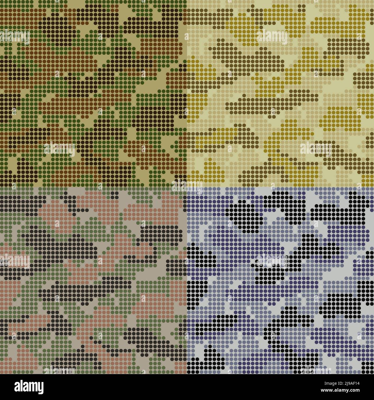 Motivi di Camouflage punteggiati impostati in colori diversi Illustrazione Vettoriale