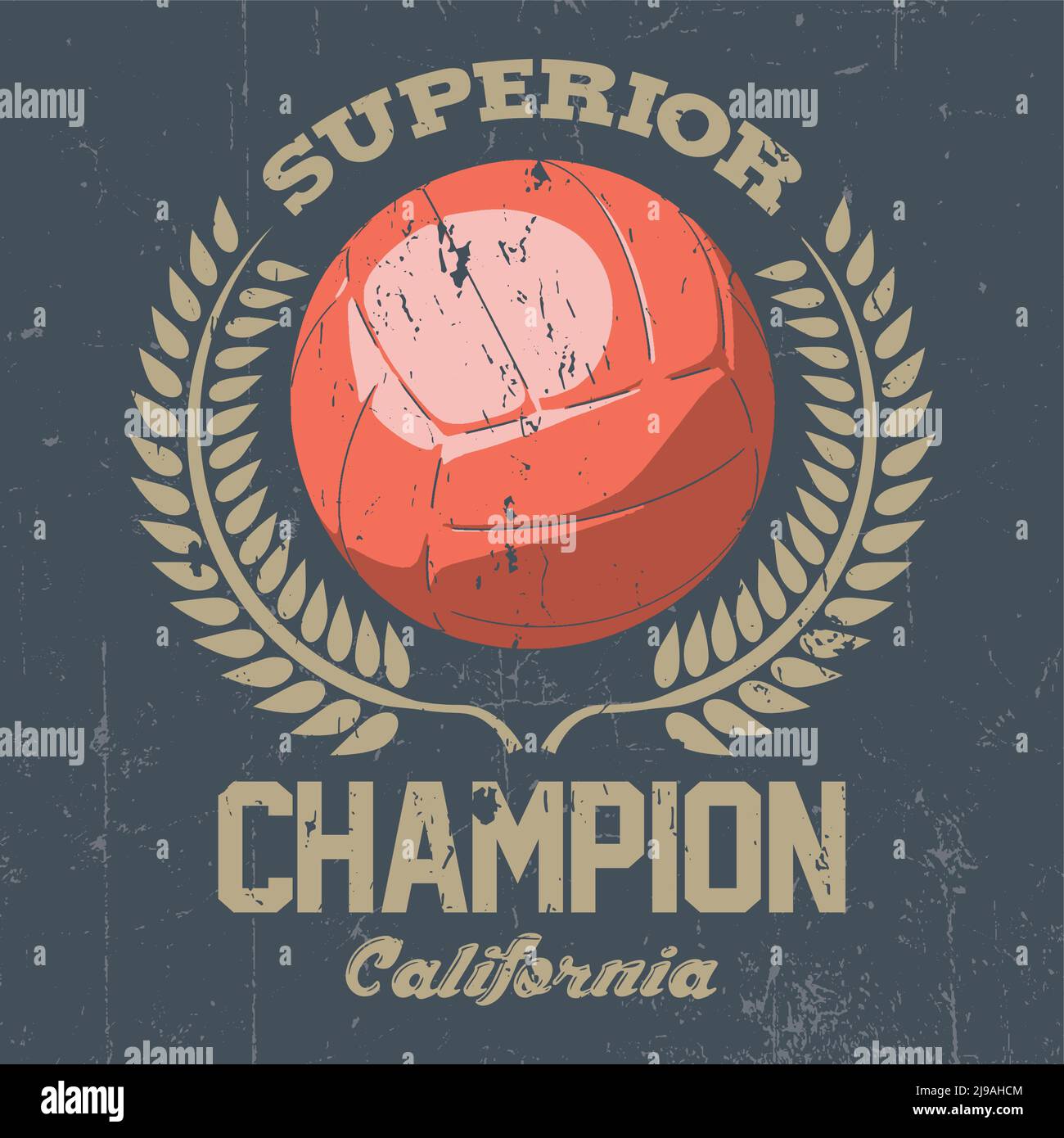 Poster del campione della California superiore con una palla grande nell'illustrazione vettoriale centrale Illustrazione Vettoriale