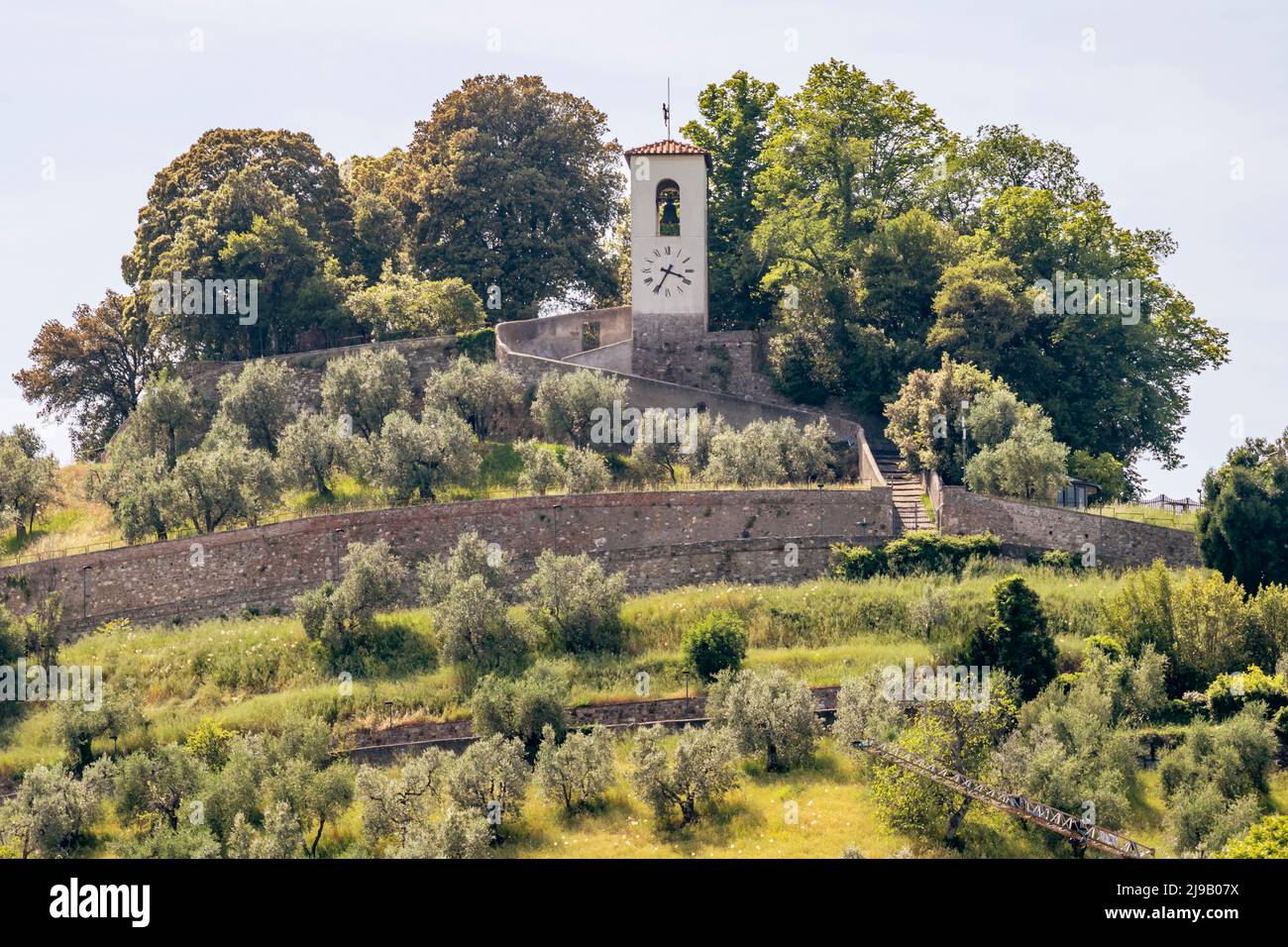 Vista panoramica della fortezza di Carmignano, Prato, Italia Foto Stock