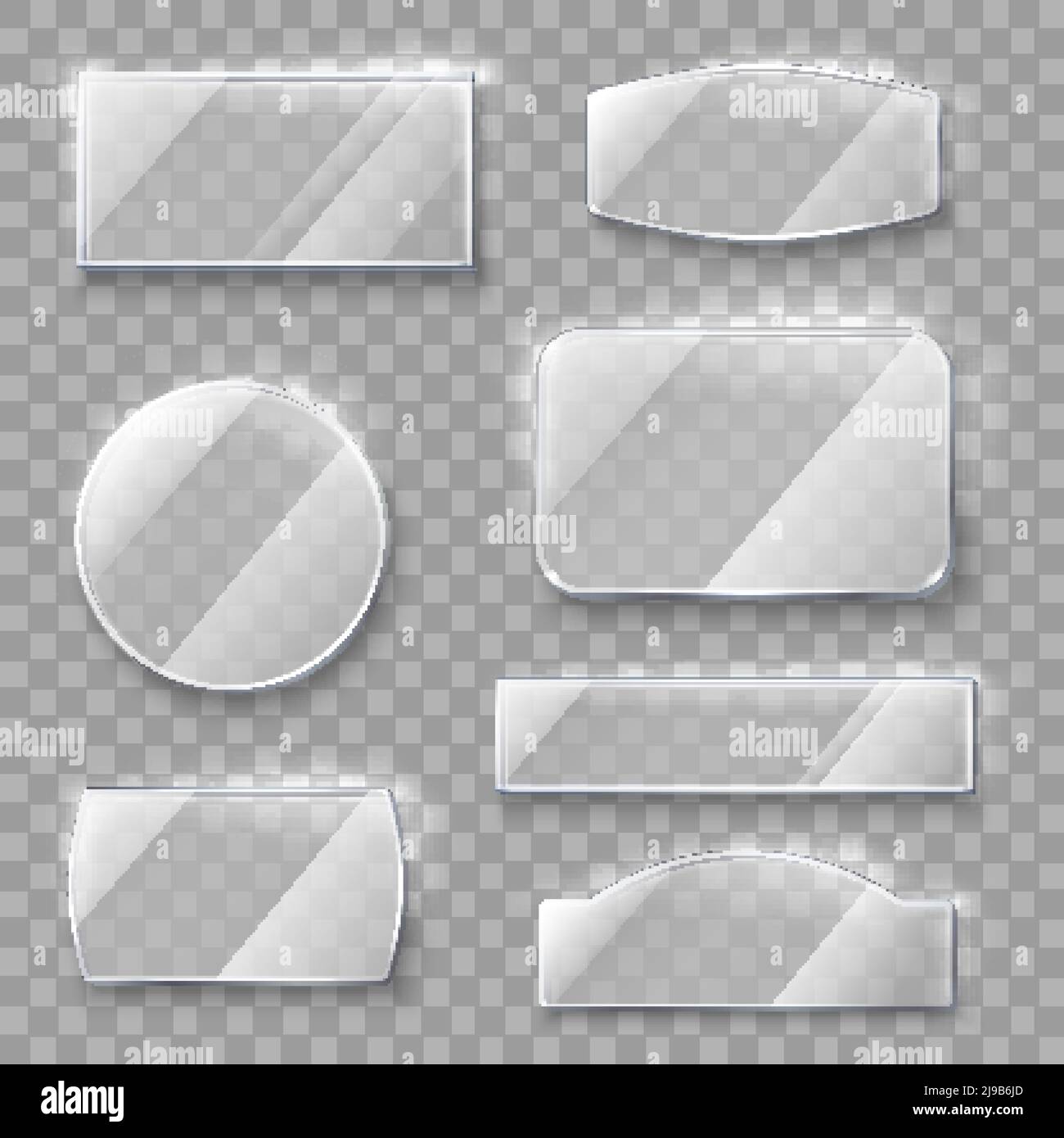 Lastre in vetro trasparente con svasature per web design e presentazioni su un'illustrazione vettoriale senza giunture di sfondo Illustrazione Vettoriale