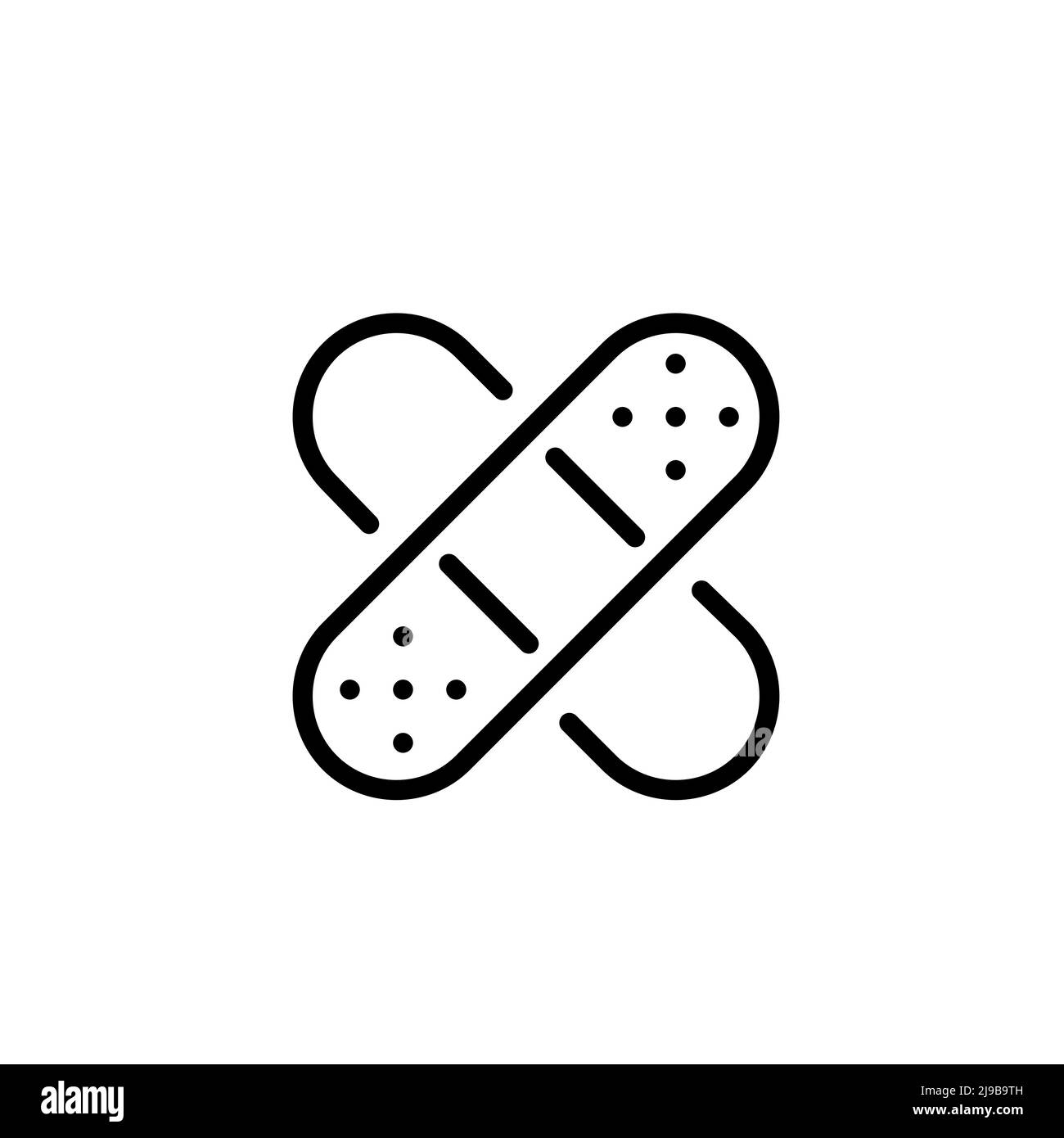 Icona bendaggio adesivo. Pronto soccorso medico. Pixel Perfect, linea tratto modificabile Illustrazione Vettoriale