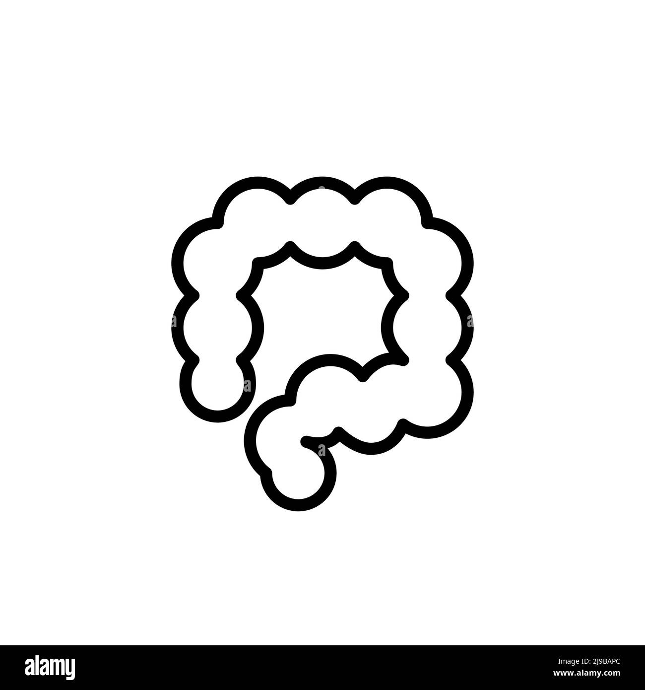 Intestino umano. Malattia del tratto gastrointestinale e anatomia. Icona della linea di traccia modificabile pixel Perfect Illustrazione Vettoriale