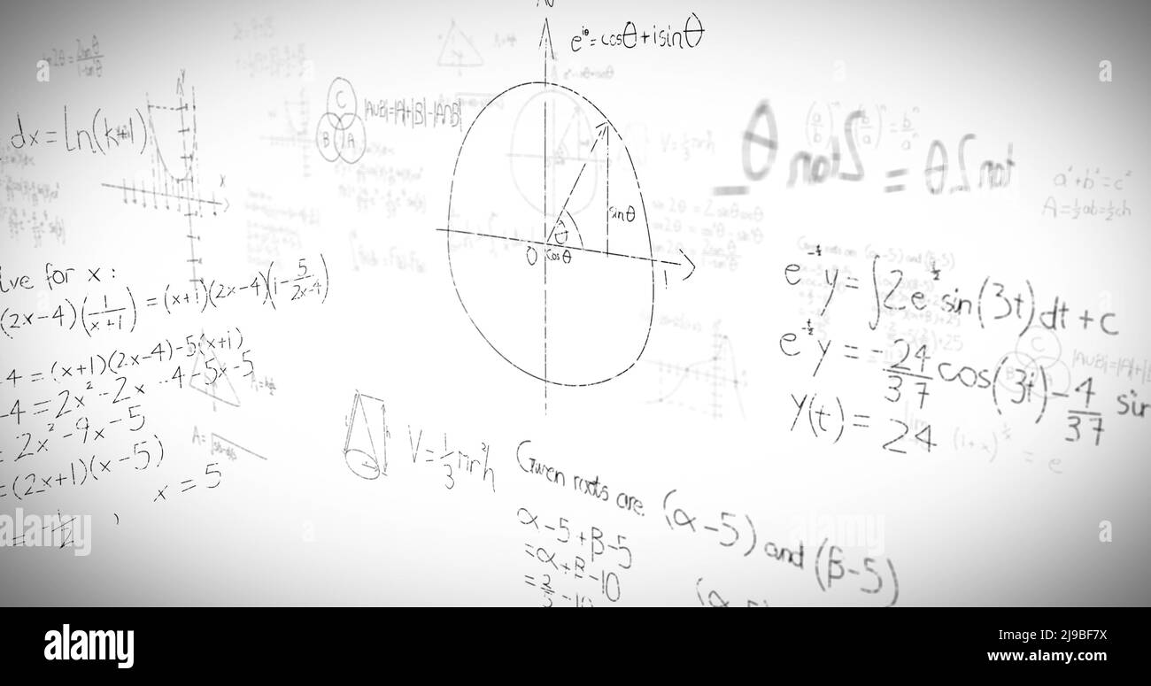 Formule matematiche su lavagna bianca Foto Stock