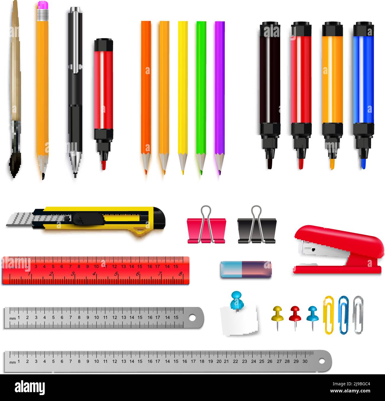 Markers and pencils Immagini Vettoriali Stock - Alamy