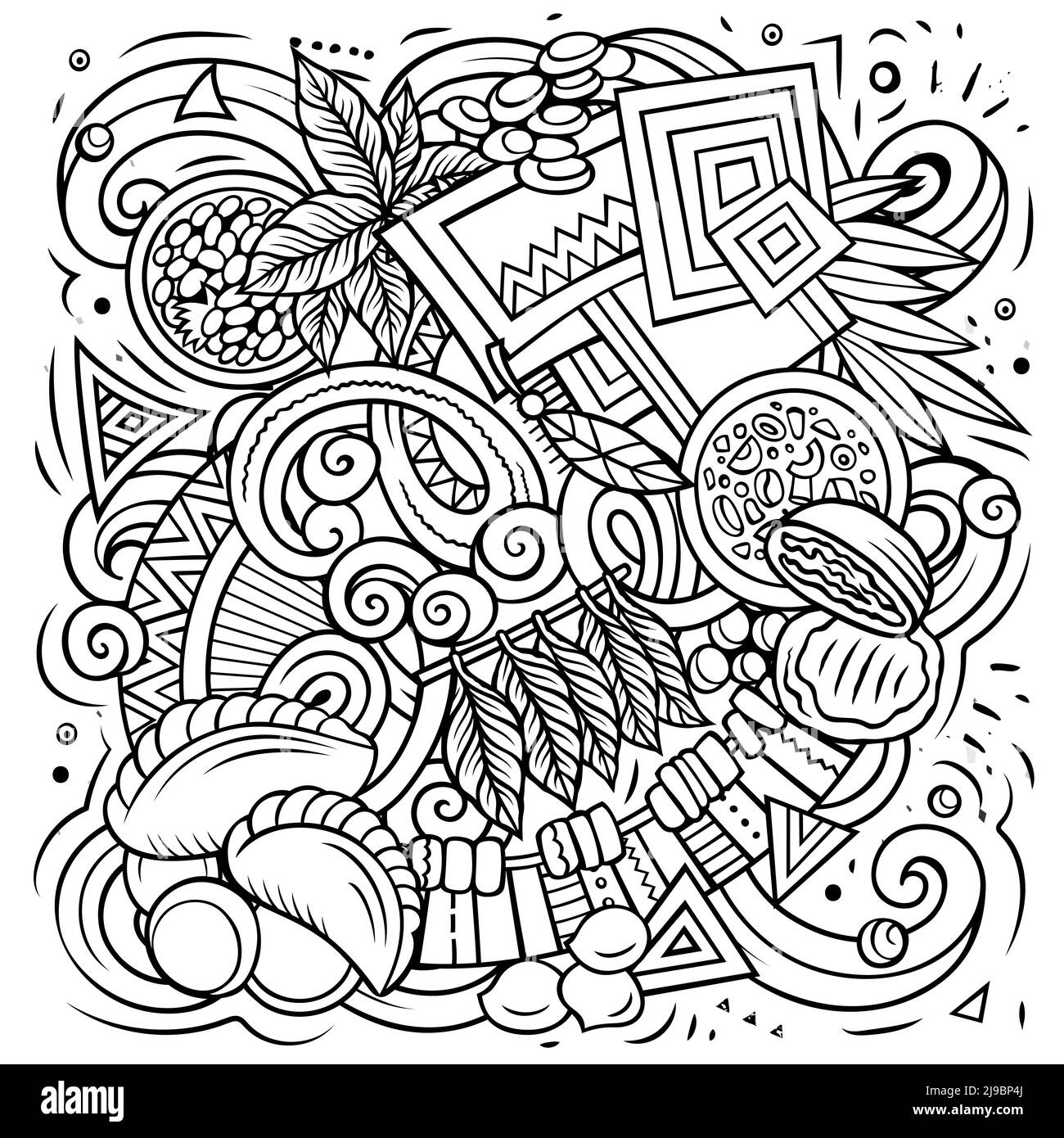 Paraguay disegno a mano cartoon doodles illustrazione. Illustrazione Vettoriale