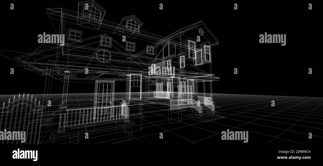 Sistema di automazione intelligente digitale tecnologia intelligente astratto sfondo architettura 3D struttura a reticolo su sfondo nero Foto Stock