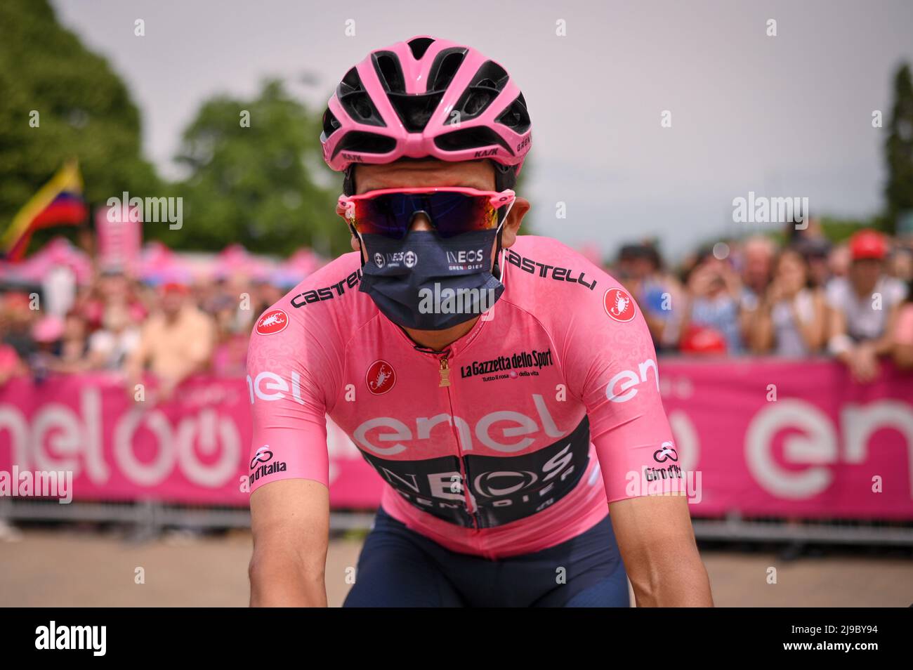 Foto Marco Alpozzi/LaPresse 22 Maggio 2022 Rivarolo Canavese , Italia sport ciclismo giro d'Italia 2022 - edizione 105 - Tappa 15 - da Rivarolo Canavese a Cogne nella foto: CARAPAZ Richard (INEOS GRENADIERS) Foto Marco Alpozzi/LaPresse 22 maggio 2022 Rivarolo Canavese , Italia sport Cycling giro d'Italia 2022 - edizione 105th - tappa 15 - da Rivarolo Canavese a Cogne nella foto: CARAPAZ RICHARD (INEOS GRENADIERS) / PRESSINPHOTO Foto Stock