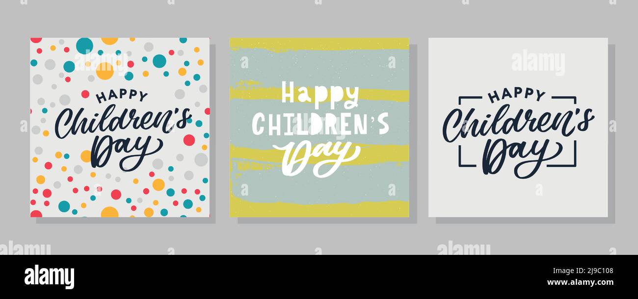 Buon giorno dei bambini. Frase vacanza. Lettere vettoriali disegnate a mano Illustrazione Vettoriale