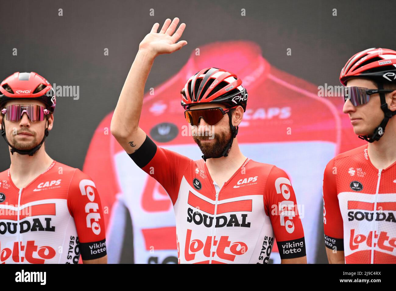 Foto massimo Paolone/LaPresse 22 Maggio 2022 Rivarolo Canavese , Italia sport ciclismo giro d'Italia 2022 - edizione 105 - Tappa 15 - da Rivarolo Canavese a Cogne nella foto: DE GENDT Thomas Photo massimo Paolone/LaPresse 22 maggio 2022 Rivarolo Canavese , Italy sport Cycling giro d'Italia 2022 - edizione 105th - tappa 15 - da Rivarolo Canavese a Cogne nella foto: DE GENDT Thomas (Foto: La Presse / PRESSINPHOTO) Foto Stock