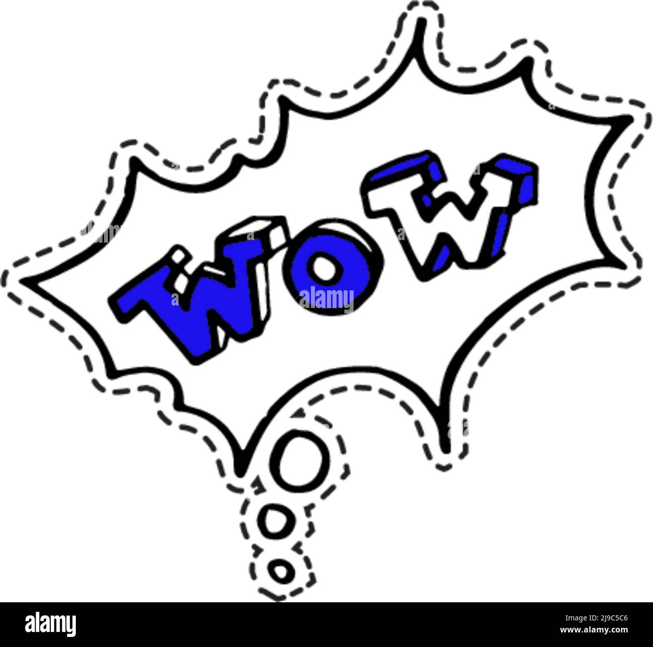 Adesivo WOW per chiacchierare, vettore di bolla di pensiero Illustrazione Vettoriale