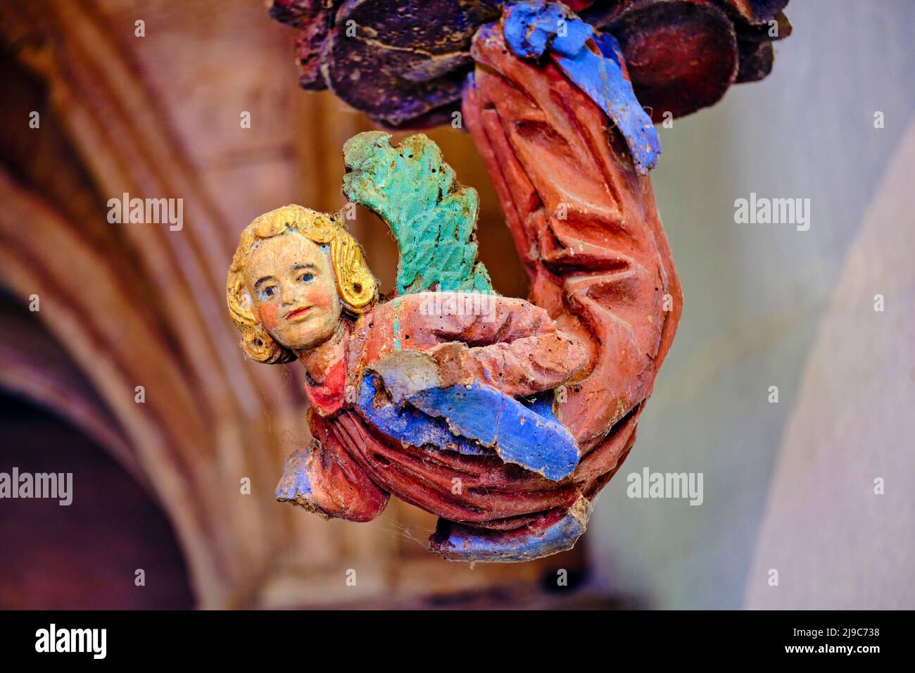 Francia, Morbihan (56), le Faouët, la cappella di Saint-Fiacre del 15th secolo, schermo in legno policromo in stile fiammeggiante Foto Stock