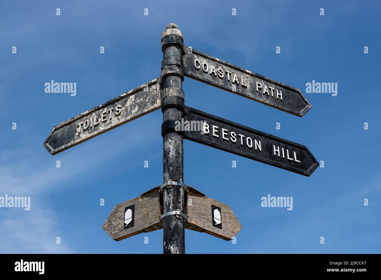 Indicazioni stradali per Sheringham, North Norfolk, UK, verso Beeston Hill Foto Stock