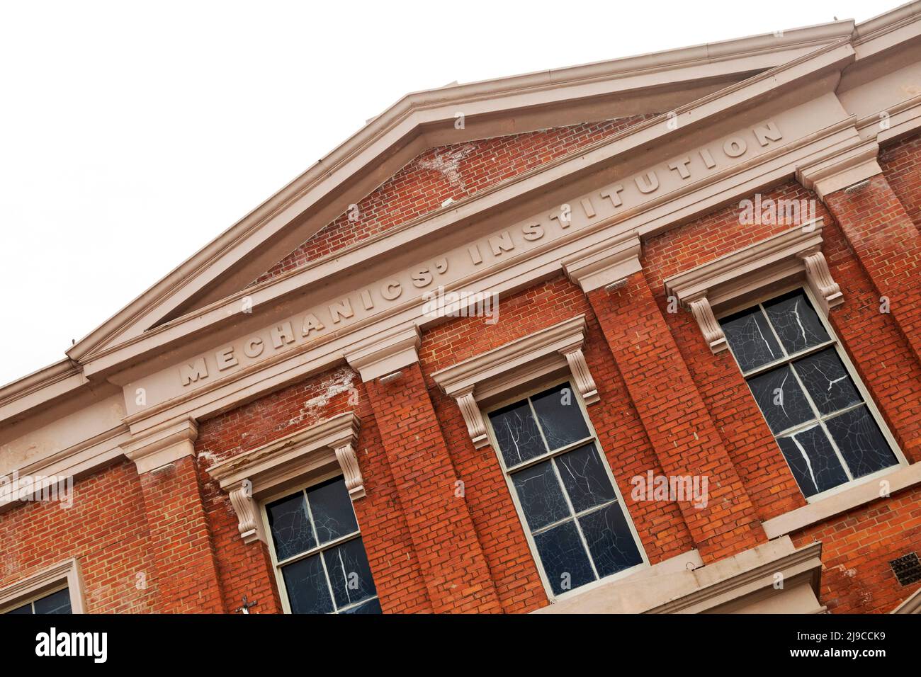 Facciata del Mechanics' Institute a Darlington, Contea di Durham, Inghilterra. Foto Stock