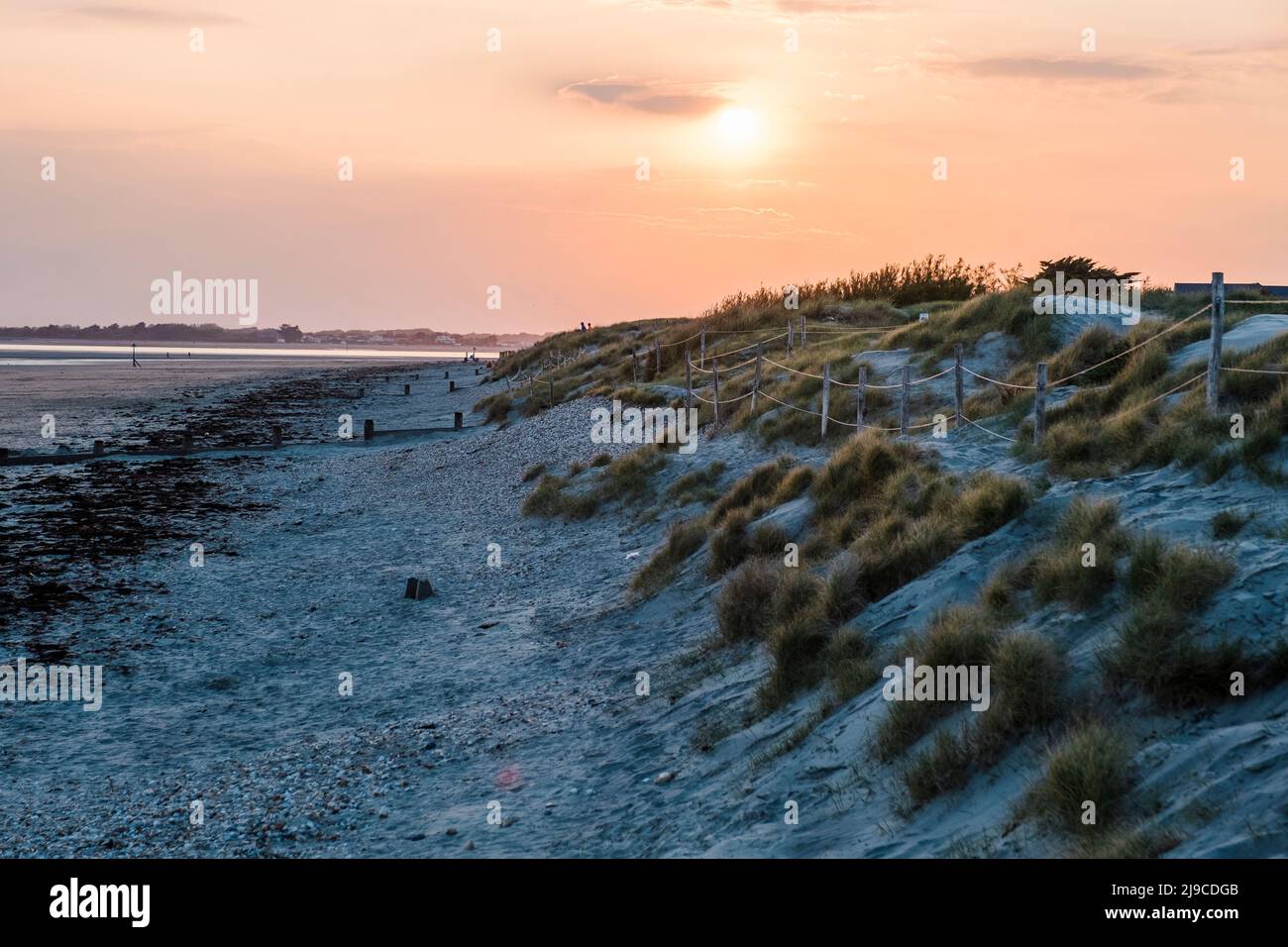 Tramonto a West Wittering Beach. Foto Stock