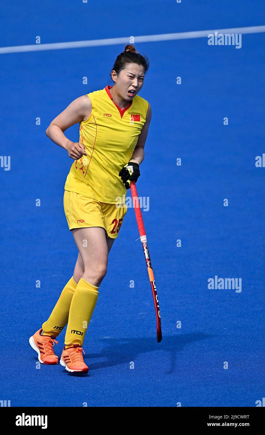 Stratford, Regno Unito. 22nd maggio 2022. Inghilterra V China Womens FIH Pro League. Centro di hockey Lee Valley. Stratford. Haoting Yang (Cina) durante la partita di hockey della Lega Pro FIH di Inghilterra V China Womens. Credit: Sport in immagini/Alamy Live News Foto Stock