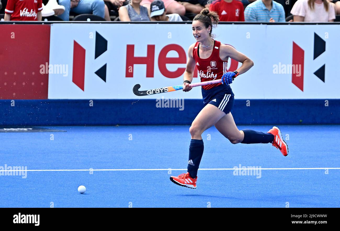 Stratford, Regno Unito. 22nd maggio 2022. Inghilterra V China Womens FIH Pro League. Centro di hockey Lee Valley. Stratford. Fiona crackles (Inghilterra) durante l'Inghilterra V China Womens FIH Pro League hockey match. Credit: Sport in immagini/Alamy Live News Foto Stock