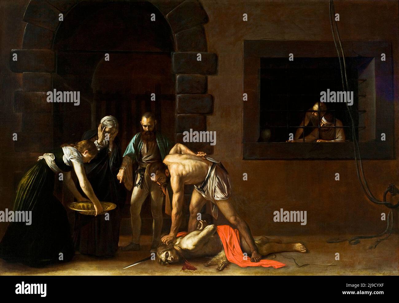 La decapitazione di Giovanni Battista dipinta da Caravaggio Foto Stock