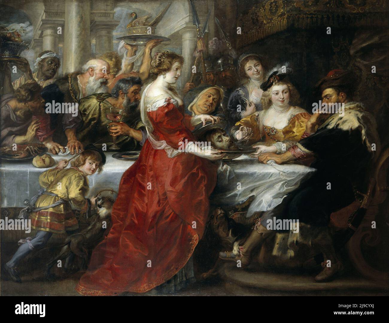 La Festa di Erode di Pietro Paolo Rubens. La scena mostra la testa di San Giovanni battista che è servito a Erode. Foto Stock
