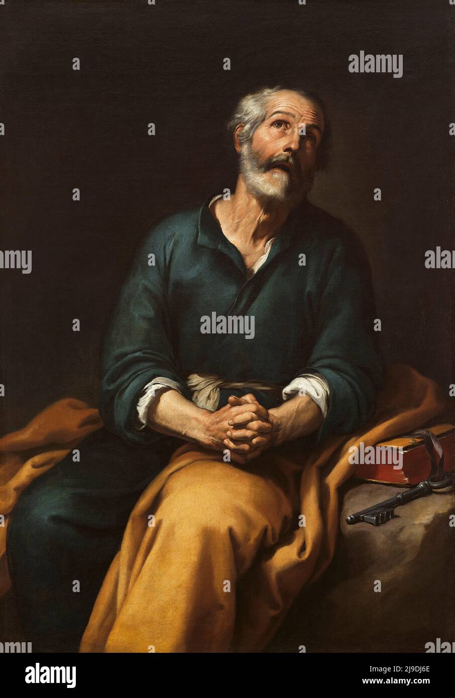 San Pietro in lacrime (Rep.di San Pietro) di Bartolomé Esteban Murillo. Questo dipinto raffigura la scena in cui, dopo l'arresto di Gesù, San Pietro nega di conoscerlo quando viene confonito dalle autorità. Più tardi grida quando capisce come ha tradito il suo amico. Foto Stock