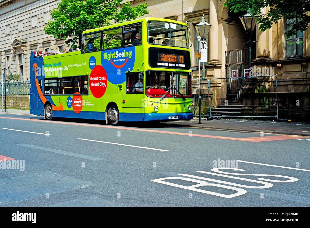 Autobus turistico, Manchester, Inghilterra Foto Stock