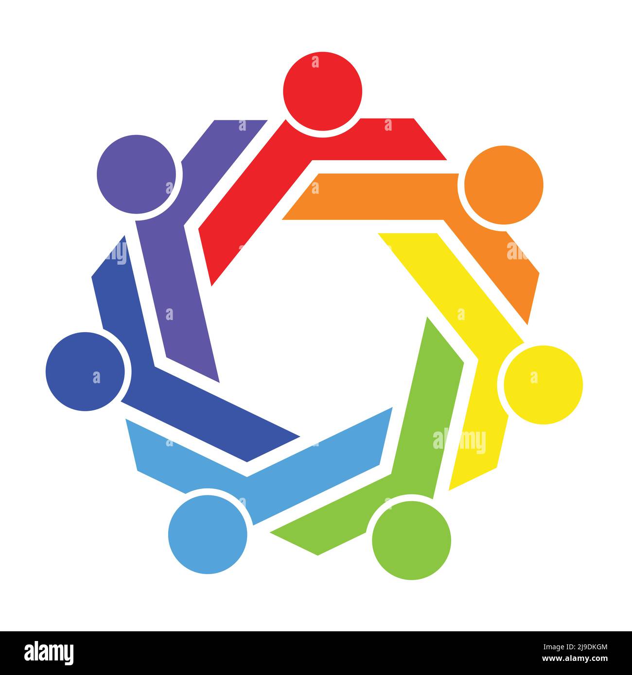 Grafica vettoriale di connessione logo.otto persone nel cerchio.logo team lavoro Illustrazione Vettoriale