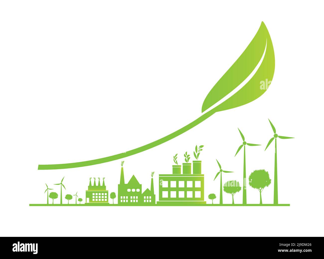 Crescita urbana sostenibile nella città,Ecologia.le città verdi aiutano il mondo con idee concettuali eco-compatibili,illustrazione vettoriale Illustrazione Vettoriale