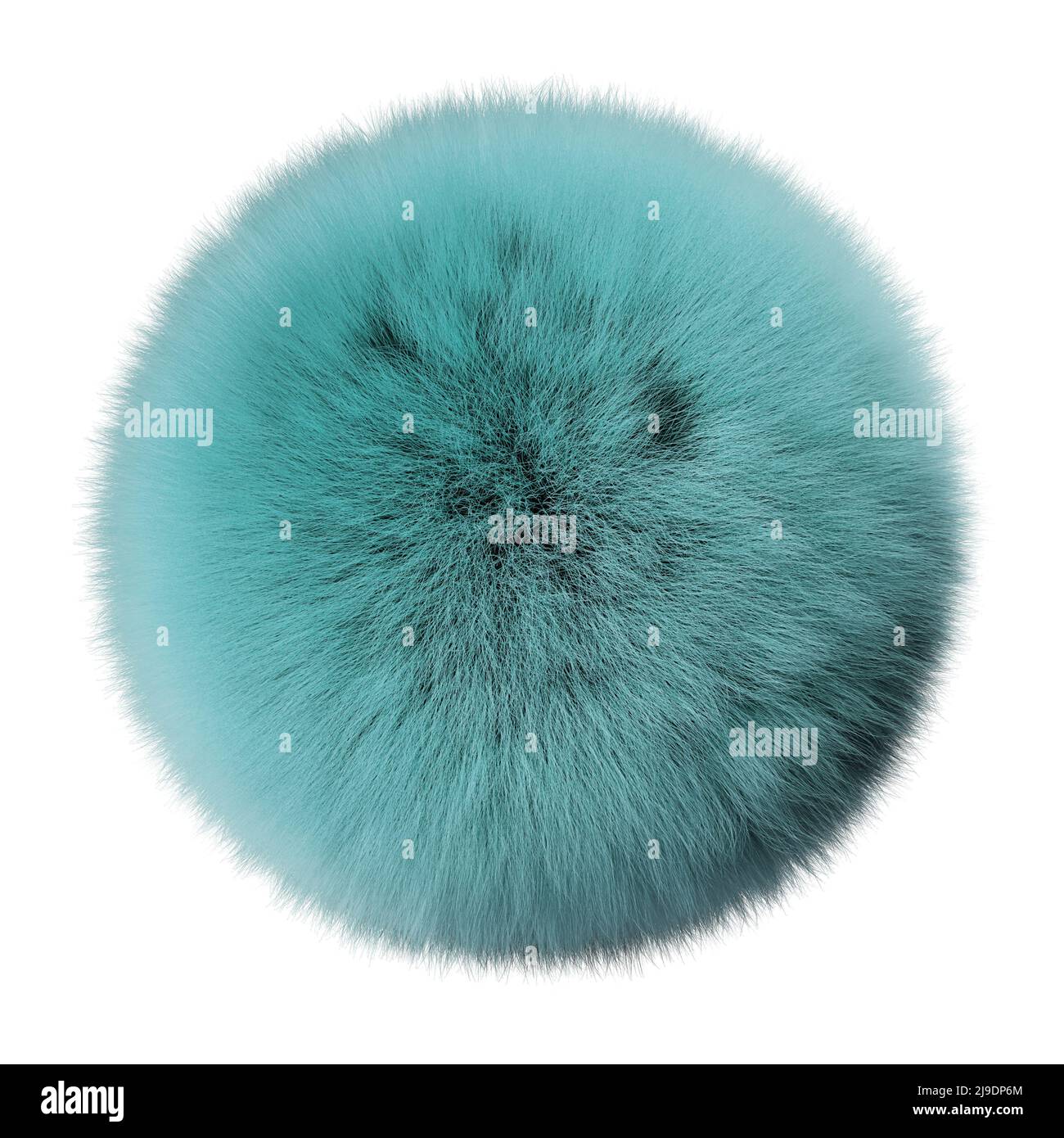 palla soffice, sfera turchese furry isolato su sfondo bianco Foto Stock