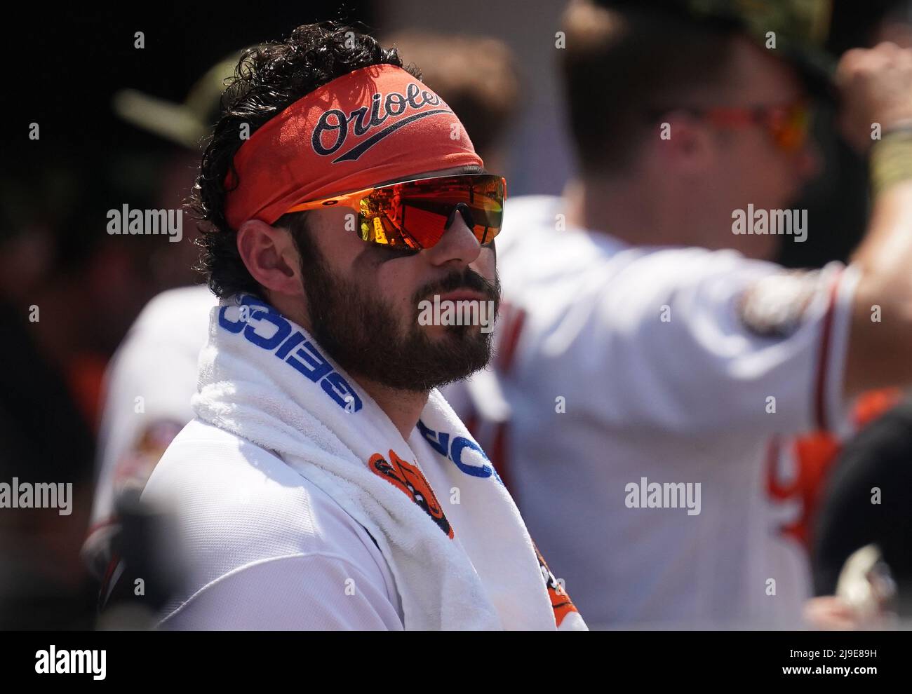 BALTIMORE, MD - MAGGIO 22: Baltimore Orioles centro fielder Ryan McKenna (26) in dugout durante una partita MLB tra i Baltimore Orioles e i Tampa Bay Rays, il 22 maggio 2022, all'Orioles Park a Camden Yards, a Baltimora, Maryland. (Foto di Tony Quinn/SipaUSA) Foto Stock