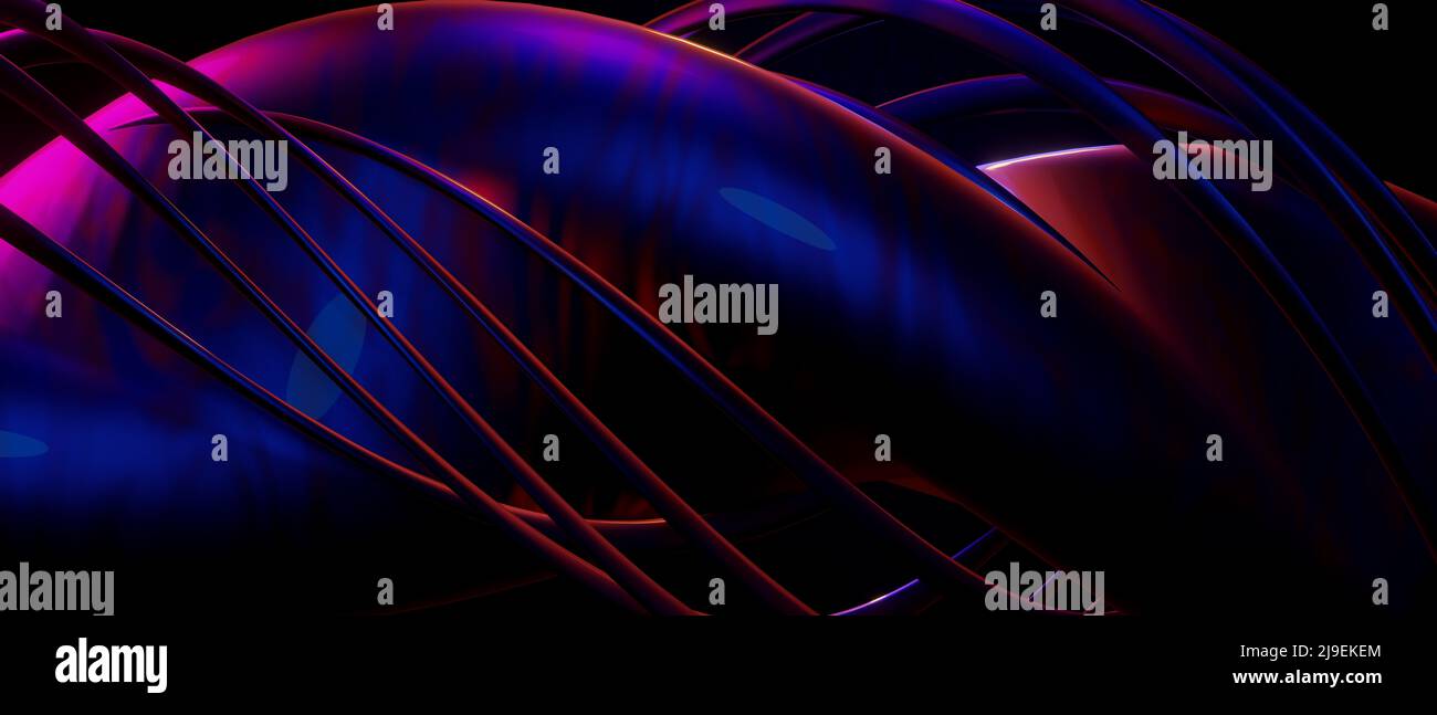 Festive Abstract 3D Metallic Cyberpunk BluePurple Illustrazione sfondo Wallpaper 3D Render Foto Stock