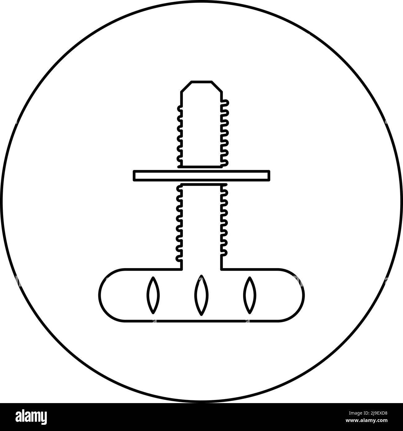 Gamba mobile regolabile icona di supporto in cerchio rotondo nero colore vettore illustrazione immagine contorno linea sottile stile semplice Illustrazione Vettoriale
