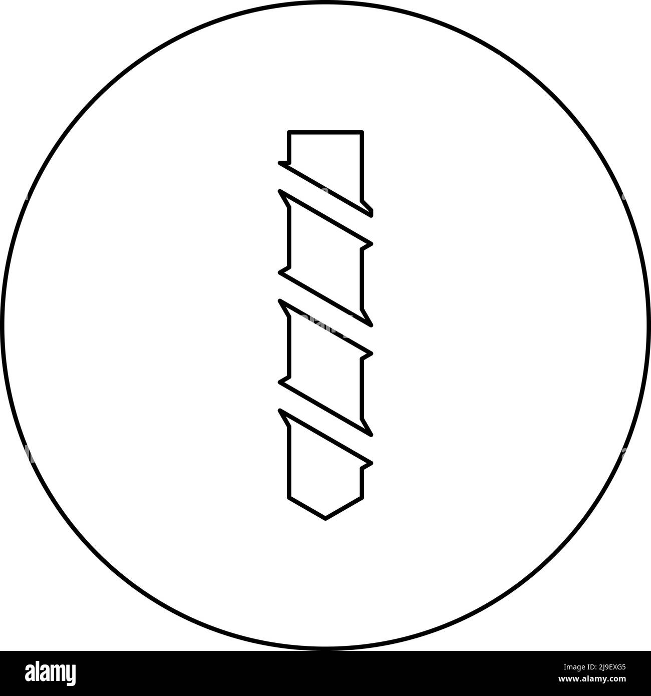 Icona della coclea della punta di perforazione in cerchio rotondo colore nero illustrazione vettoriale immagine contorno linea sottile stile semplice Illustrazione Vettoriale