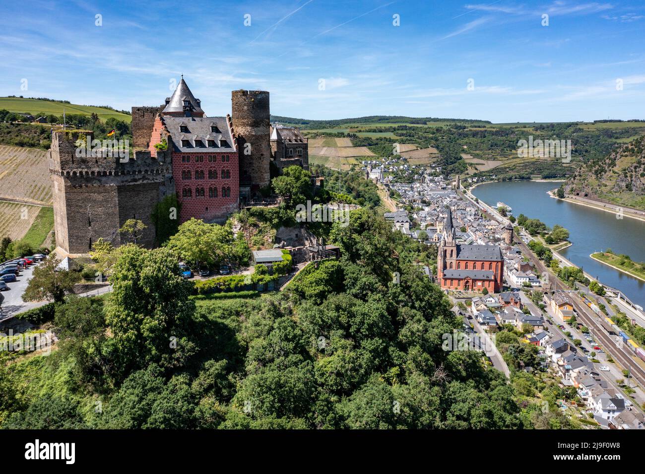 Castello di Schönburg, Schönburg, Valle del Reno, Germania Foto Stock