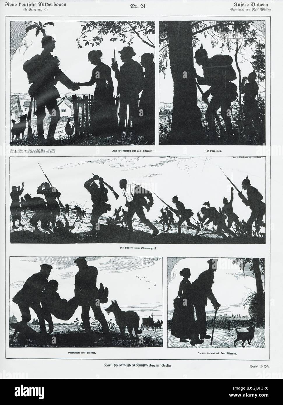 World War i silhouette nera: Unsere Bayern. Germania, 1915 Foto Stock