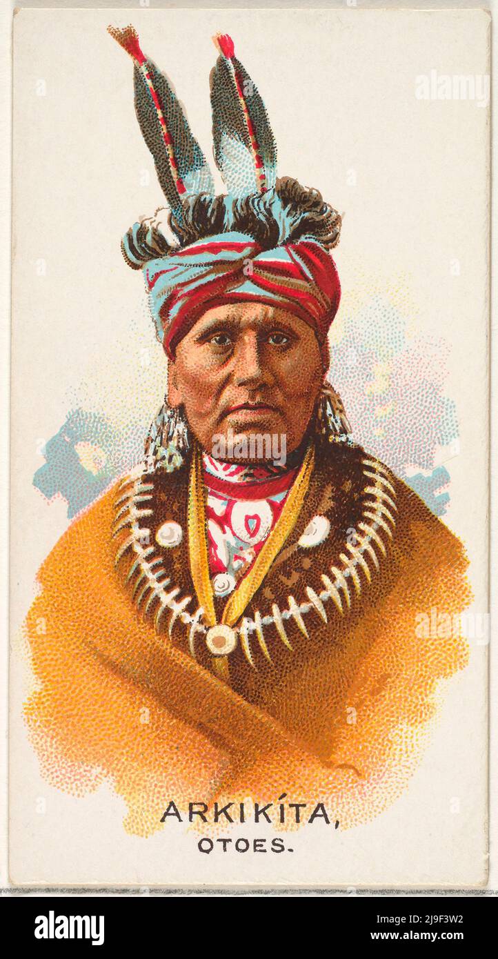 Vintage trade card di Arkikita, Otoes, della serie americana Indian Chiefs (N2) per Allen & Ginter Cigarettes Brands 1888 Trade cards dell' Ame Foto Stock