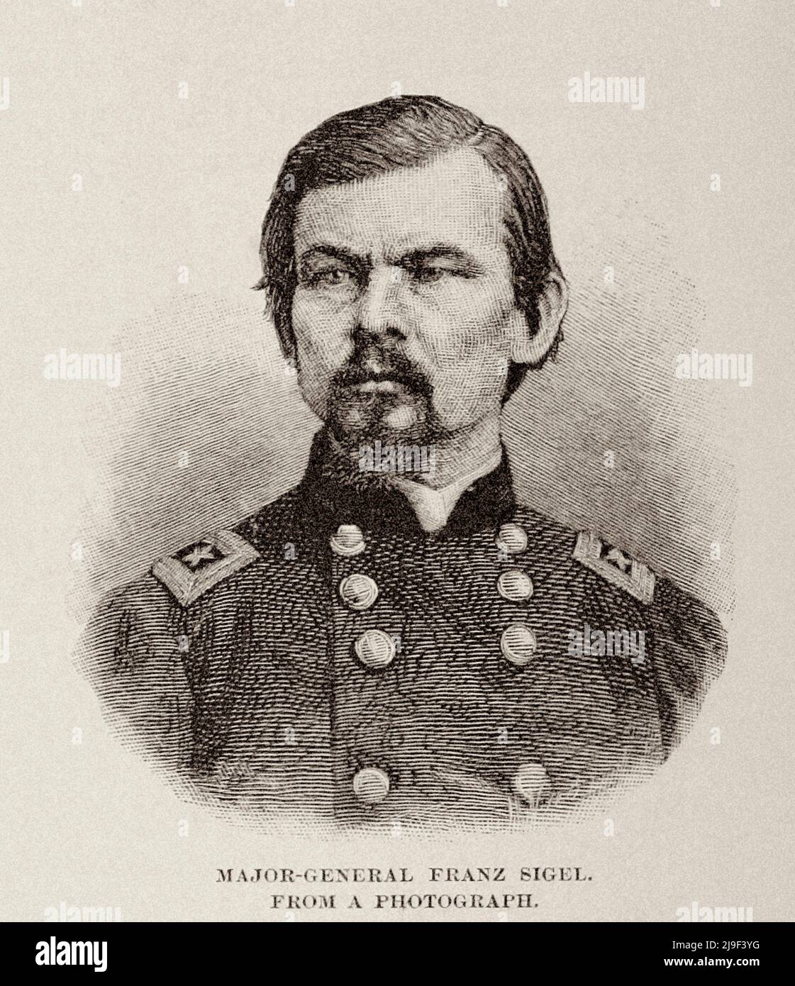 Leader della guerra civile americana. Ritratto del generale maggiore Franz Sigel Foto Stock