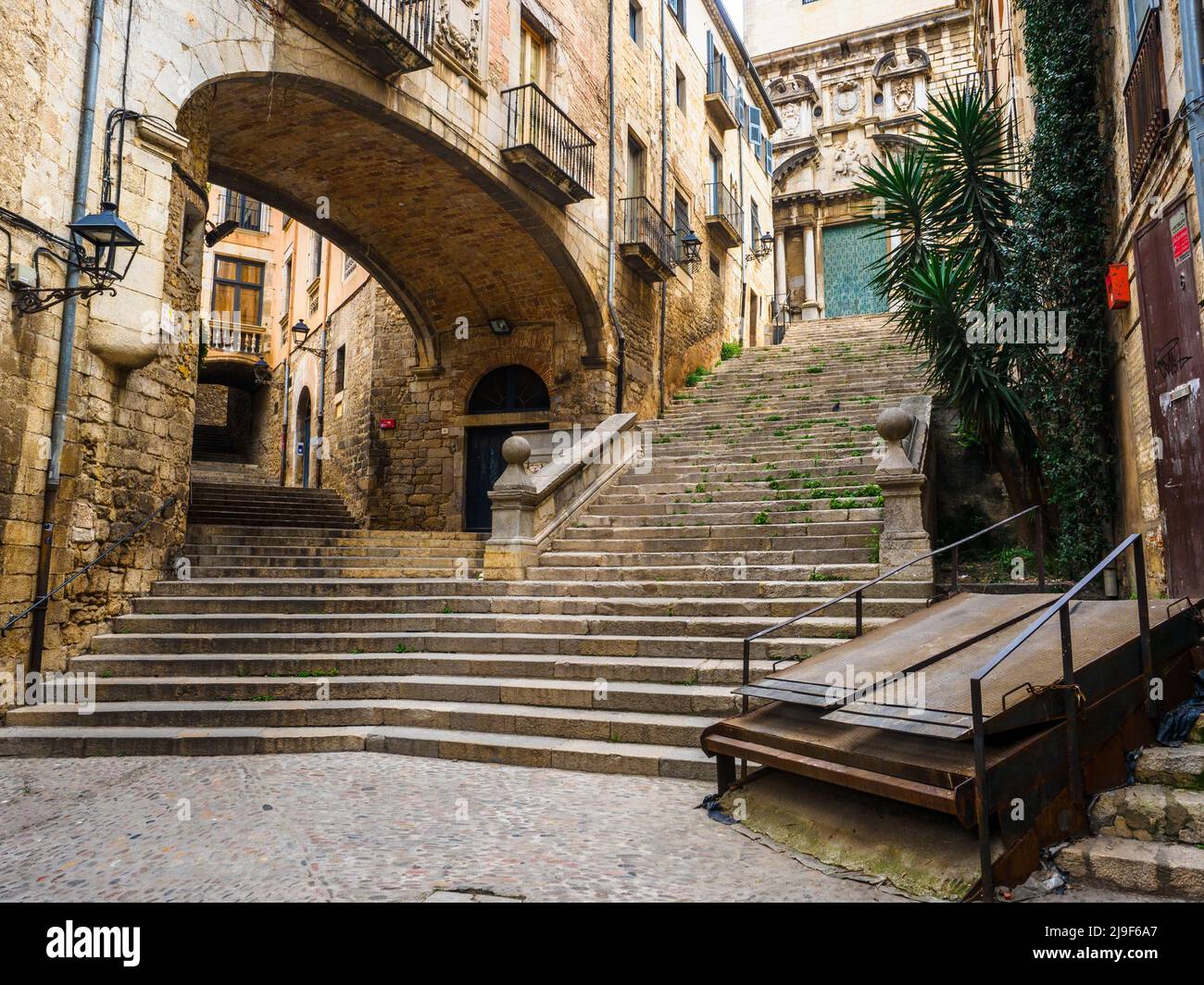 Scale Pujada de Sant Domenec - Girona, Spagna Foto Stock