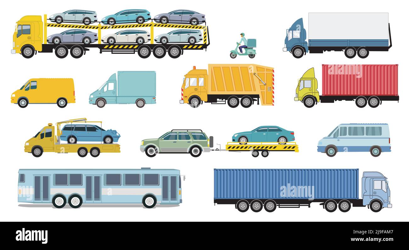 Trasporto in camion, illustrazione del trasporto e della consegna Illustrazione Vettoriale