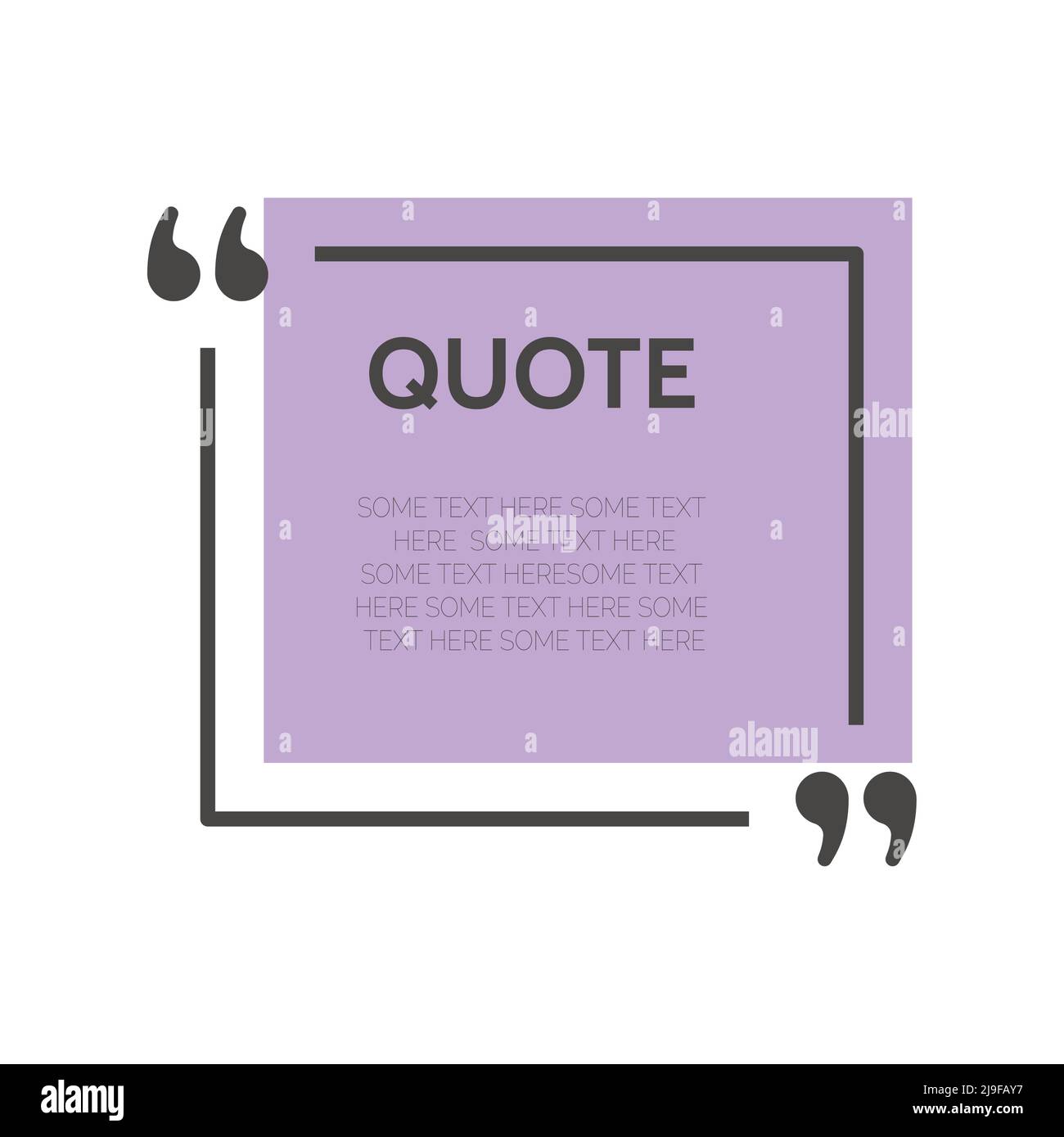 Casella virgolette colorata con virgolette. Modello di bordo del riquadro virgolette. Illustrazione Vettoriale