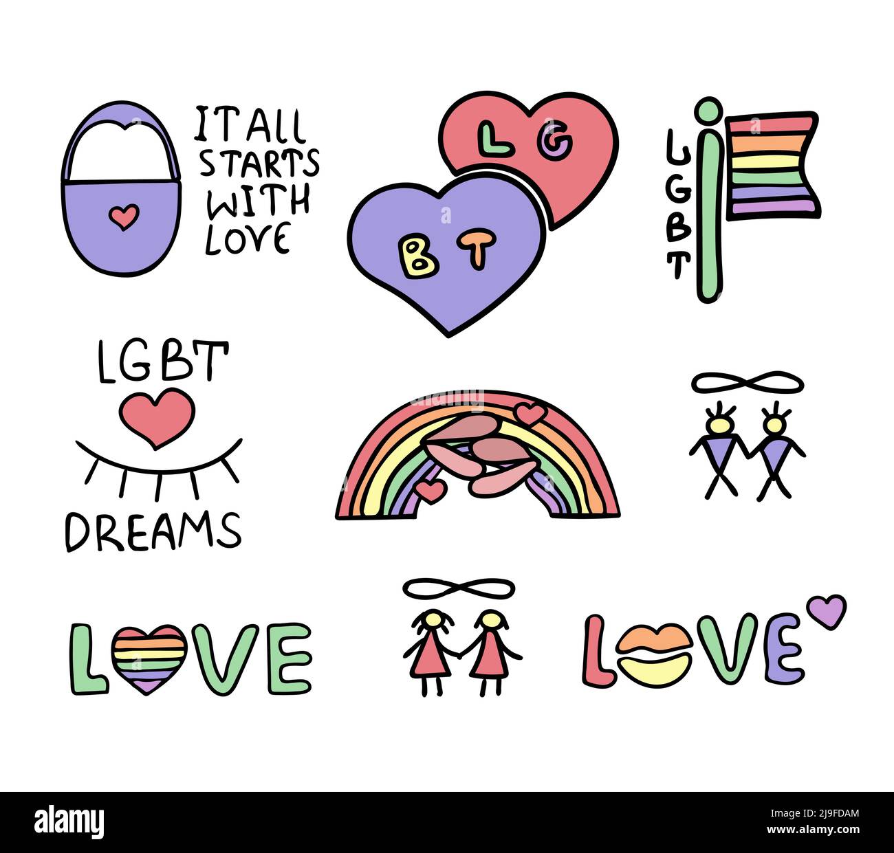 Doble LGBT colorato su sfondo bianco Illustrazione Vettoriale