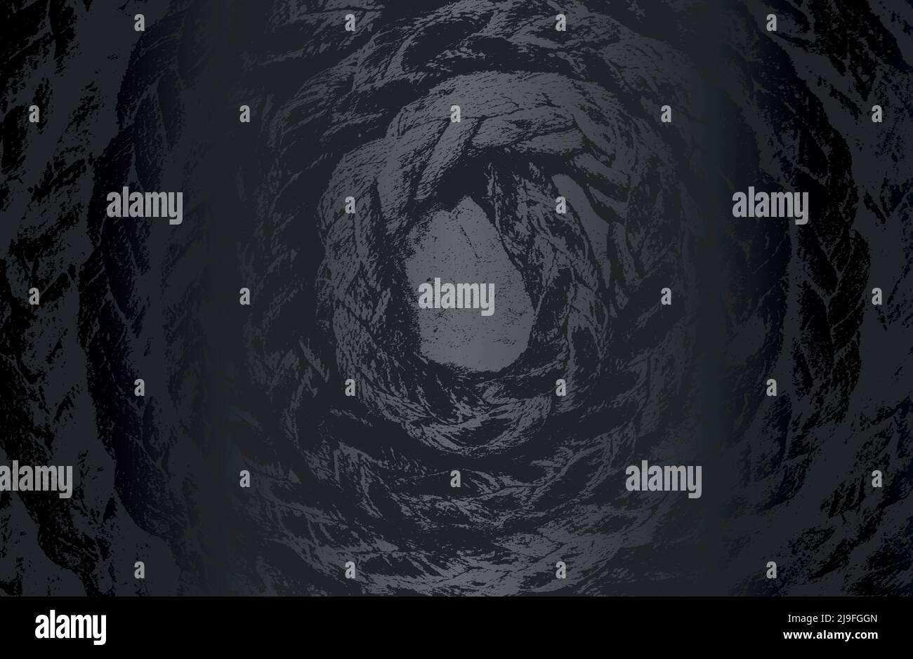 Sfondo a gradiente in metallo nero di lusso con corda intrecciata in difficoltà, struttura del cavo. Illustrazione vettoriale Illustrazione Vettoriale