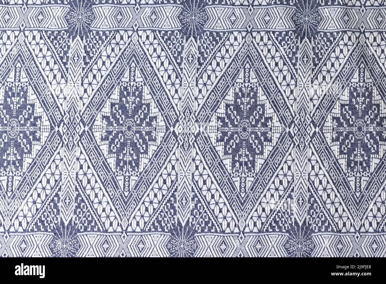 Indigo Woodcut senza giunture etnico geometrico closeup modello Foto Stock