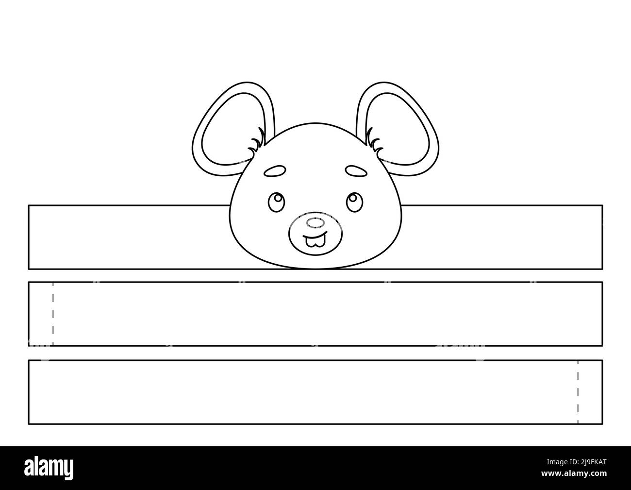 Corona in carta per mouse stampabile. Accessorio divertente per l'intrattenimento. Modello fai da te per feste a nastro per compleanno, natale, baby shower. Stampa, colore, taglio Illustrazione Vettoriale