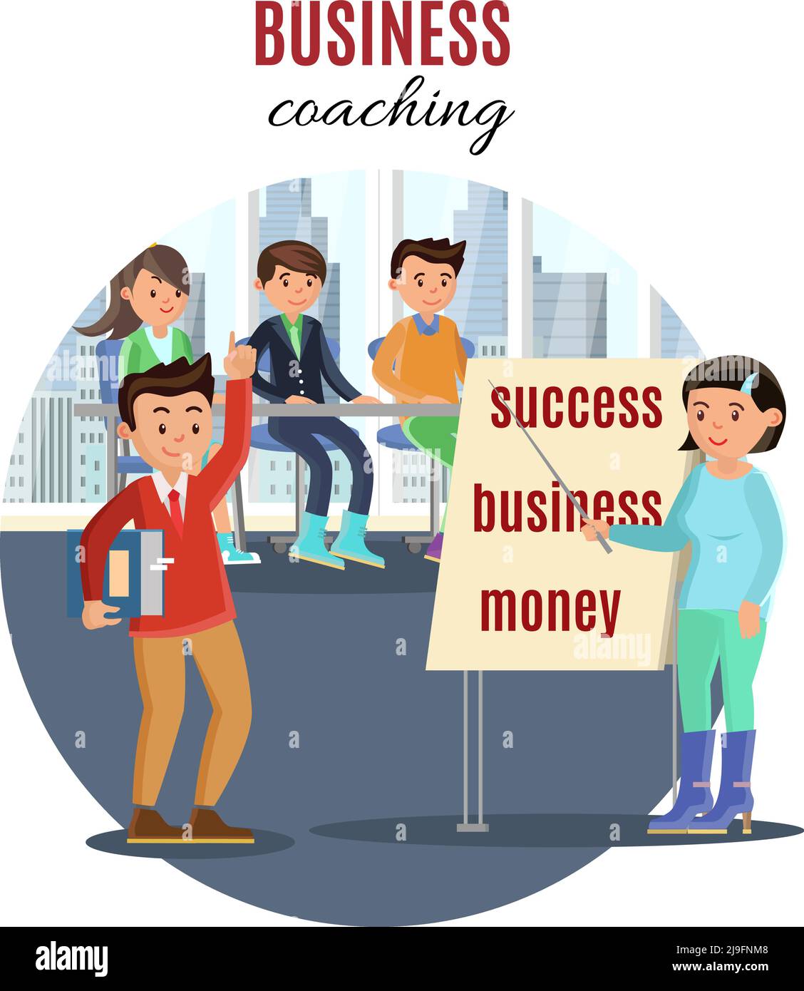 Training motivativo concetto colorato con le persone su coaching per personale illustrazione del vettore di crescita e sviluppo Illustrazione Vettoriale